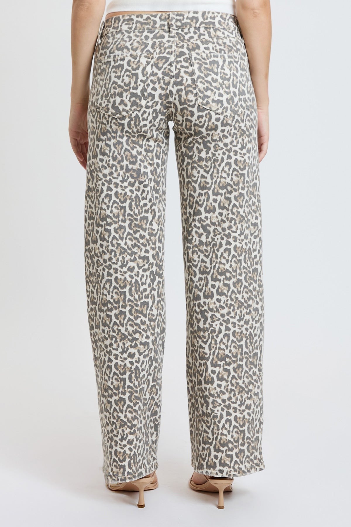 YMI Low Rise Leopard Print Wide Leg Jeans