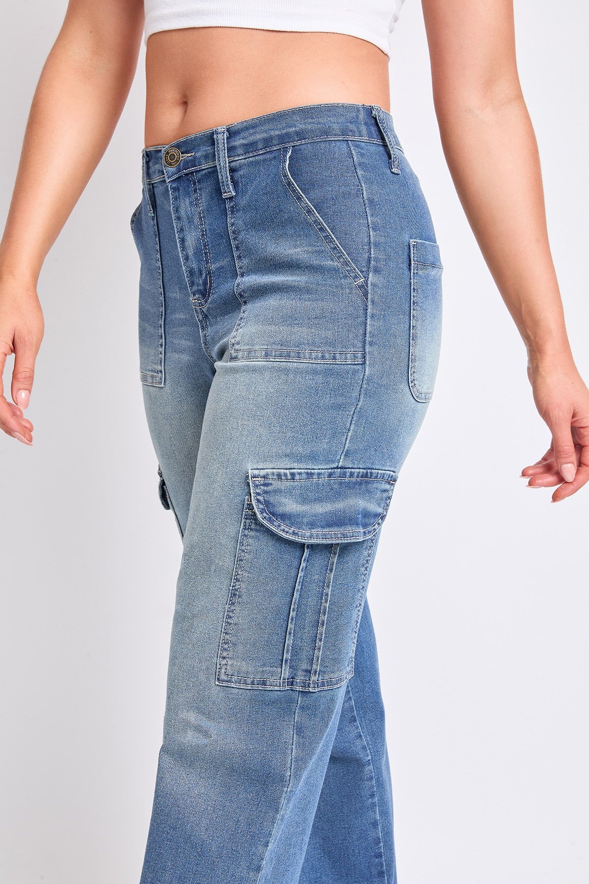 YMI High Rise Cargo Straight Leg Jeans