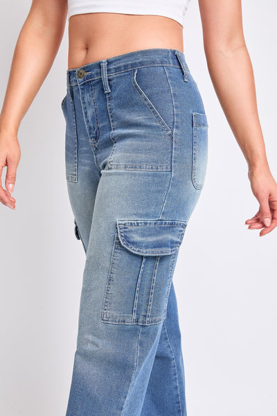 YMI High Rise Cargo Straight Leg Jeans