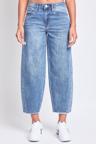 YMI Mid Rise Cropped Rigid Barrel Jeans