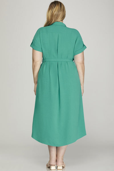 Drop Shoulder Button Down Dress