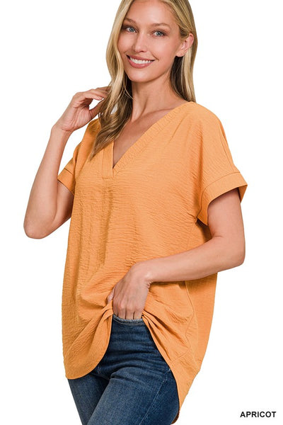 V Neck Hi-Low Hem Top