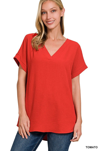 V Neck Hi-Low Hem Top