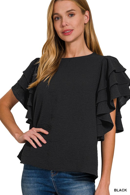 Multi Tiered Ruffle Sleeve Top