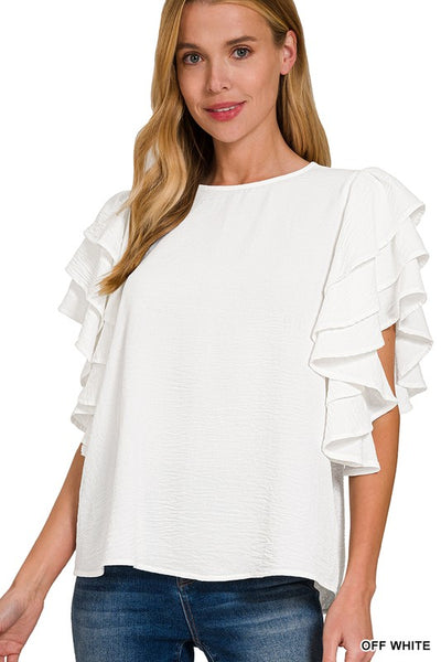 Multi Tiered Ruffle Sleeve Top