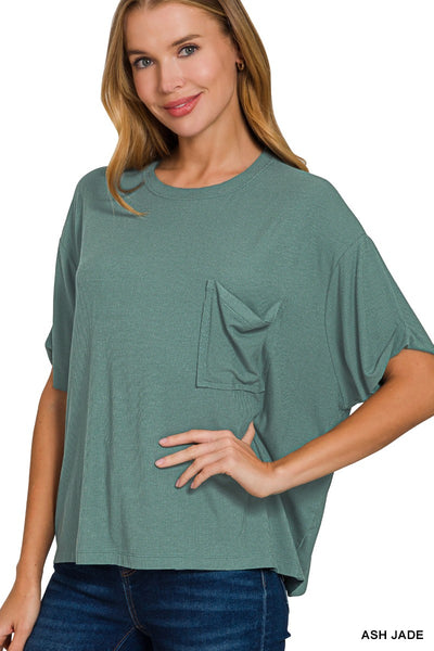 Oversized Ribbed Pocket Tee