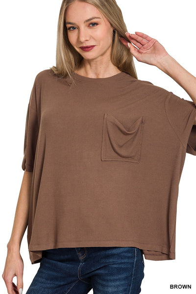 Oversized Ribbed Pocket Tee