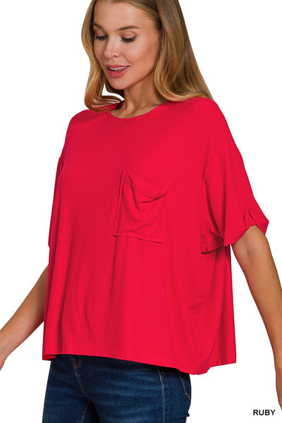Oversized Ribbed Pocket Tee