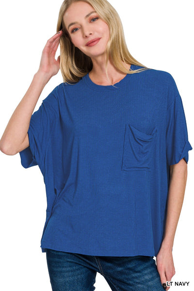 Oversized Ribbed Pocket Tee