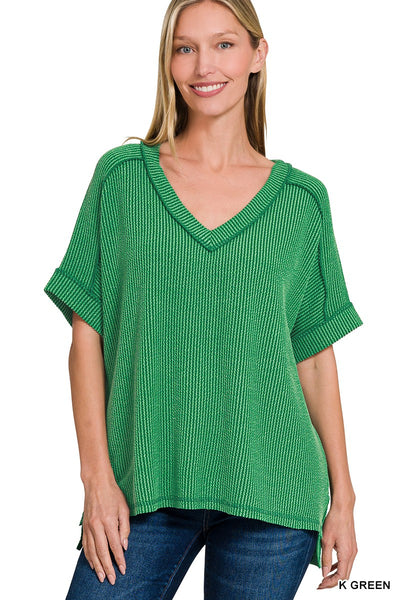 Ribbed V Neck Top