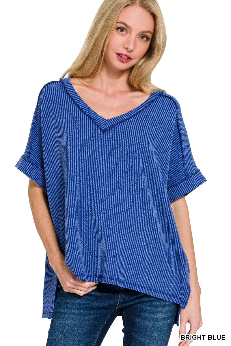Ribbed V Neck Top