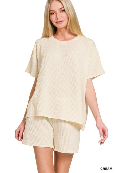 Ribbed Tee and Shorts Loungewear Set