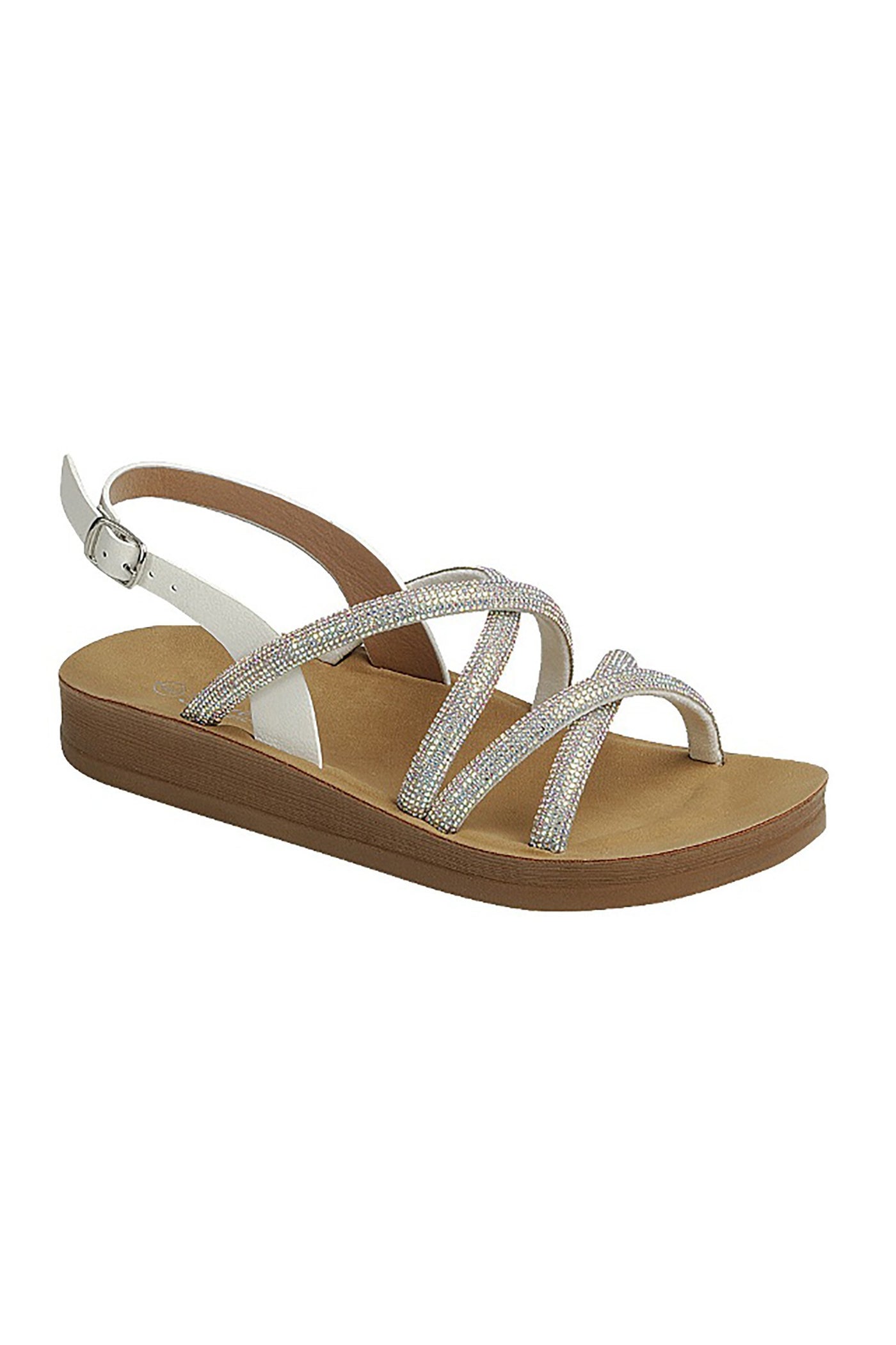Strapy Rhinestone Sandal with Back