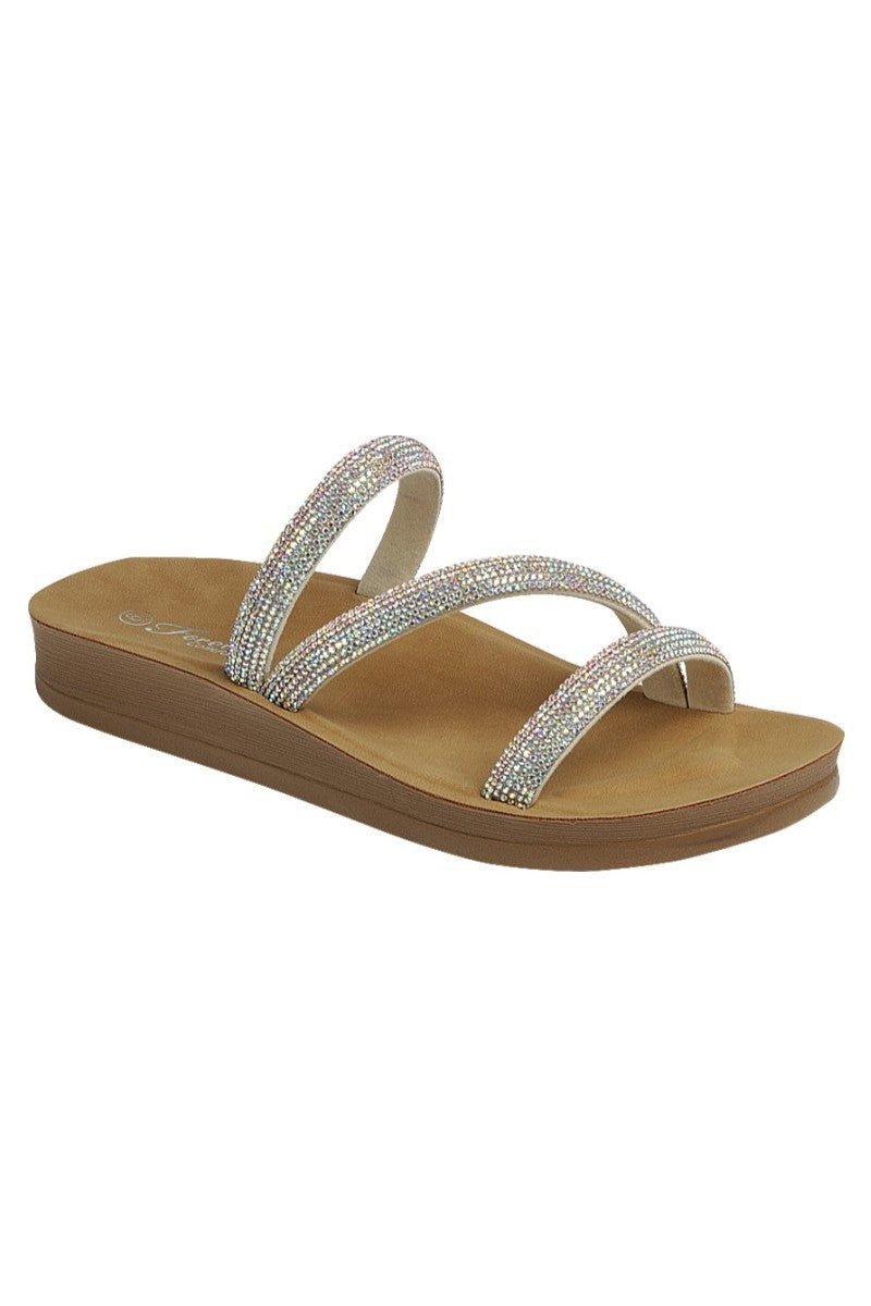Triple Strap Rhinestone Sandal