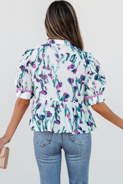 Floral Puff Sleeve Blouse