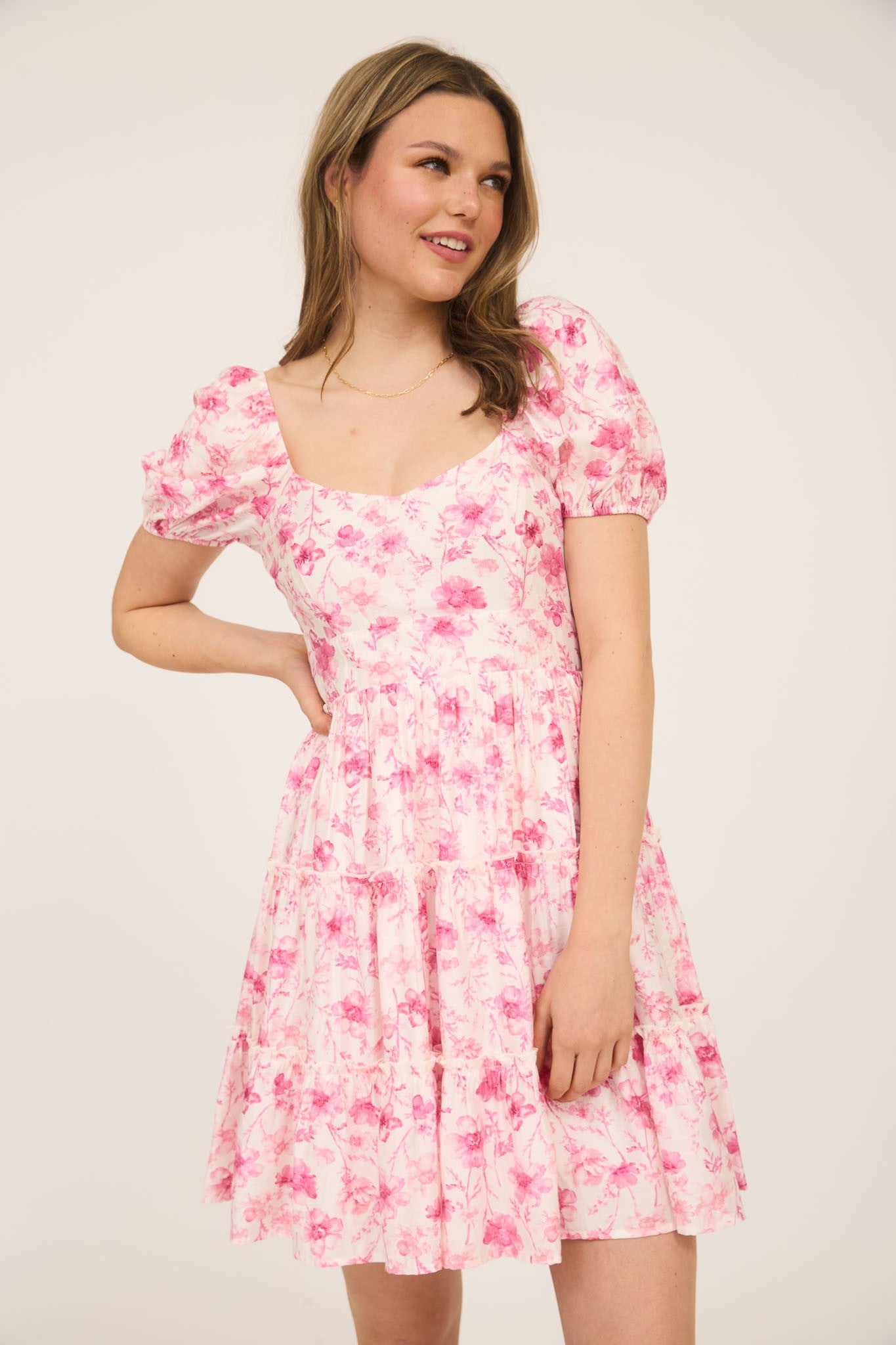 Floral Tiered Mini Dress