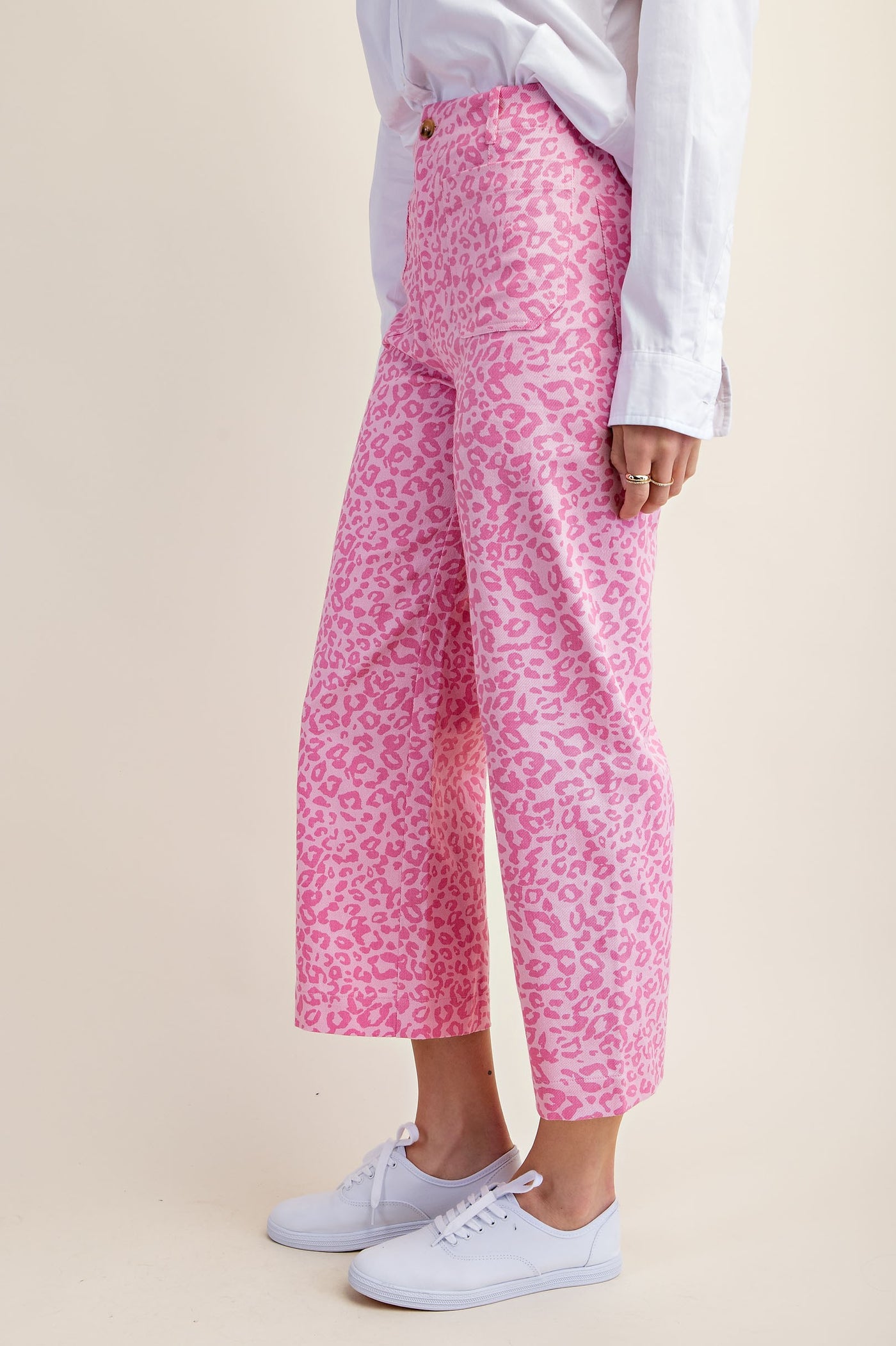 Ankle Crop Pants in Pink Leopard