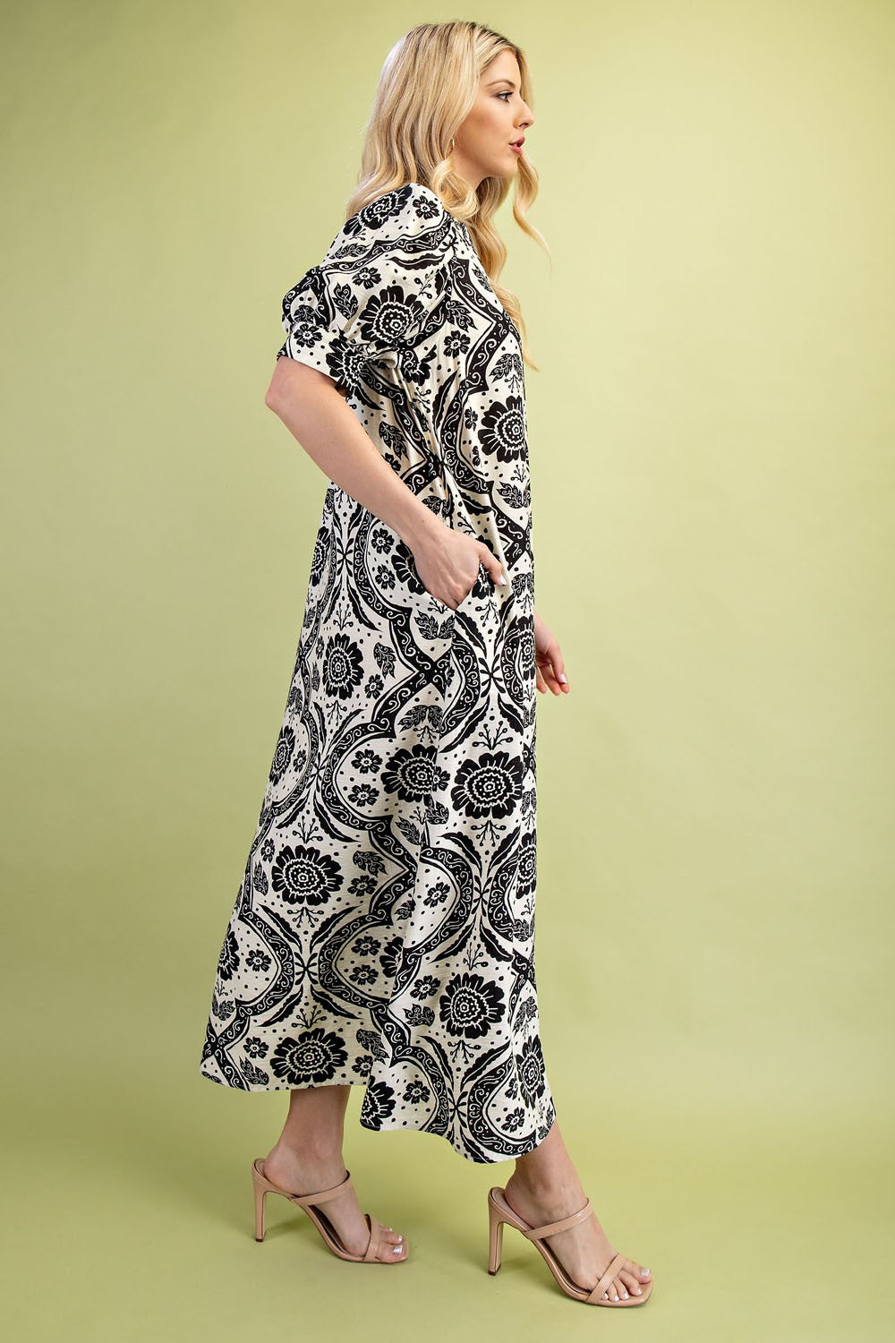 Puff Sleeve Button Down Maxi Dress