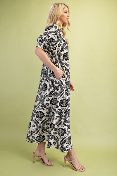Puff Sleeve Button Down Maxi Dress