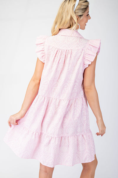 Collared Mini Dress in Pink