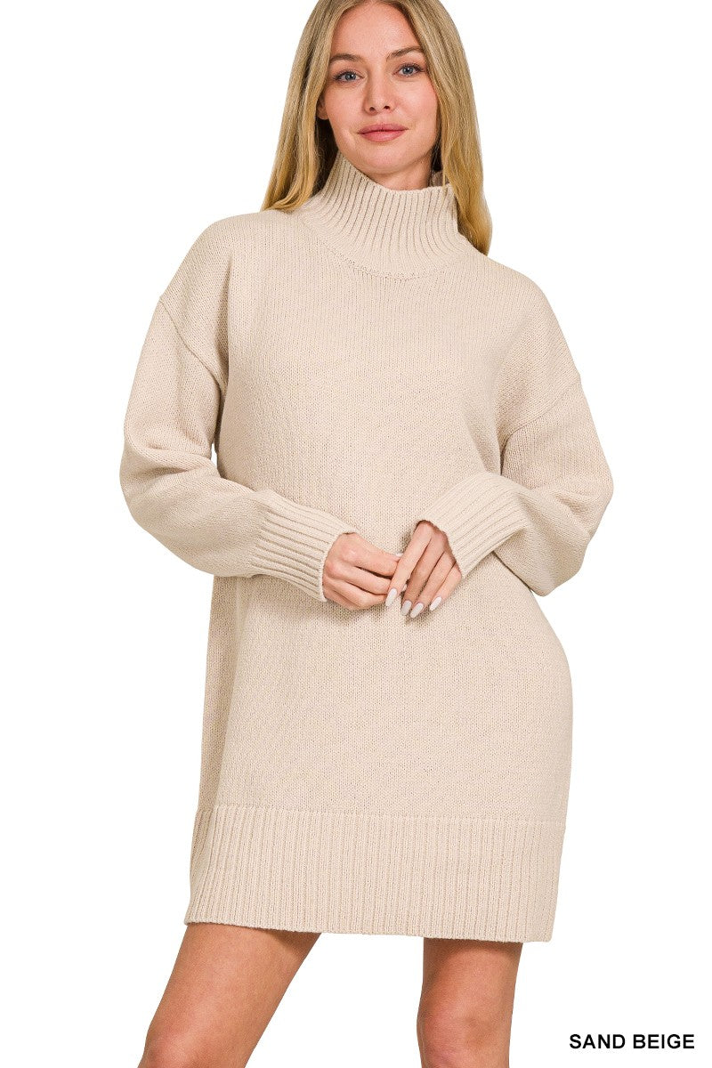 Turtle Neck Mini Sweater Dress