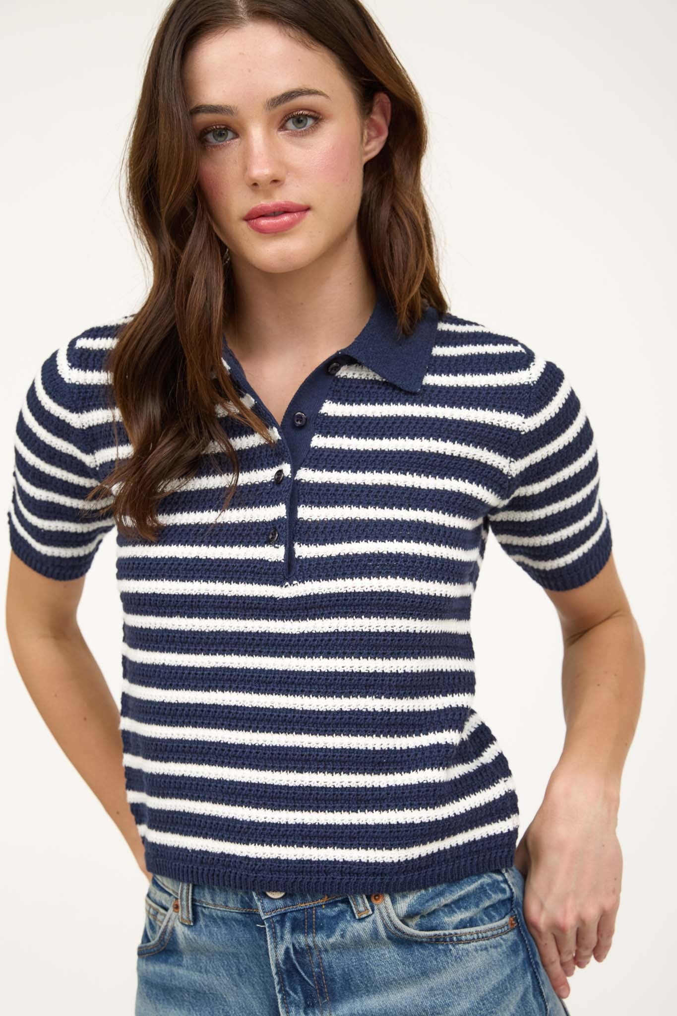 Collared Knit Sweater Top