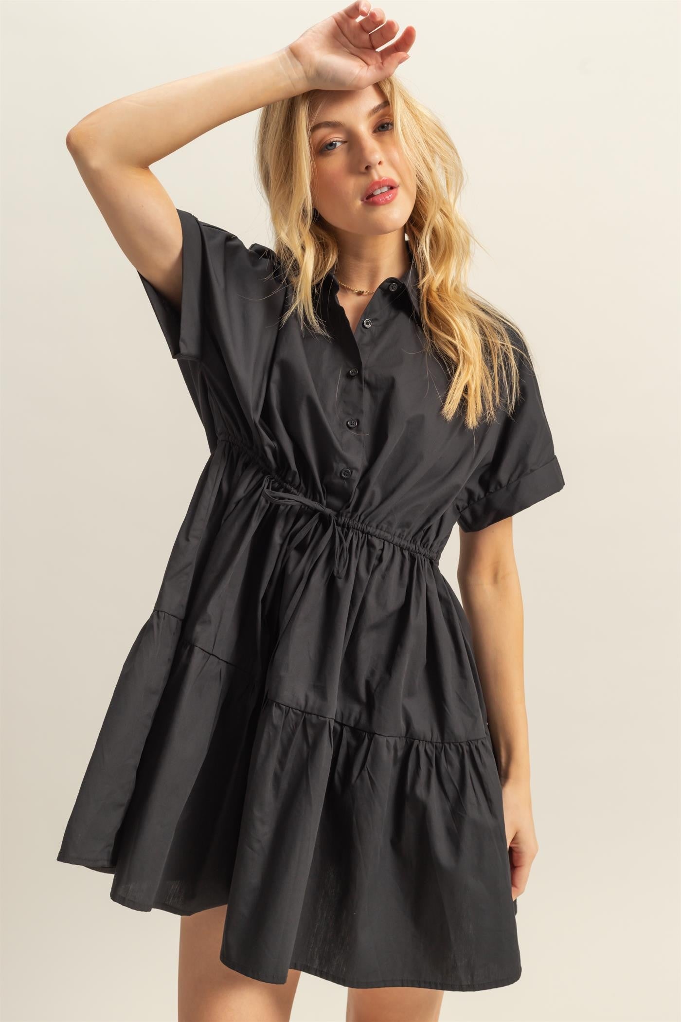 Poplin Tiered Mini Dress